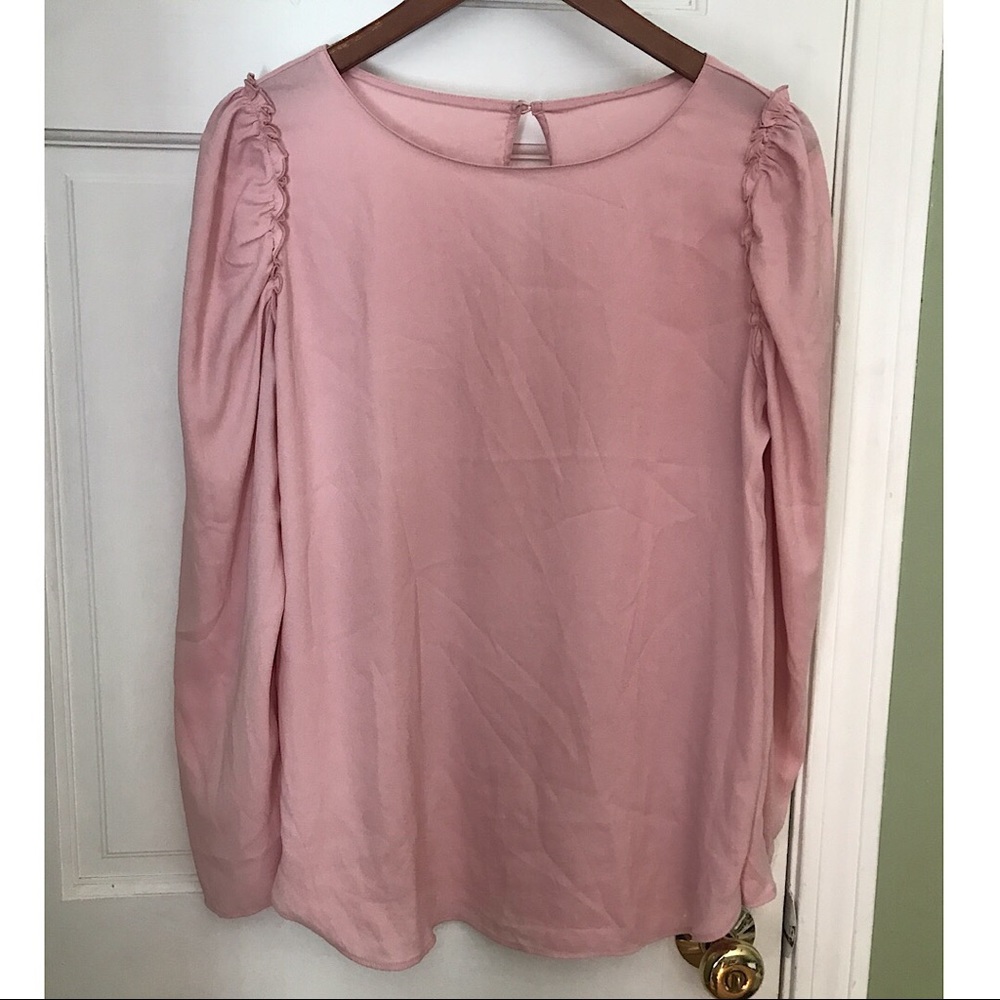 Ann Taylor pink long sleeve blouse